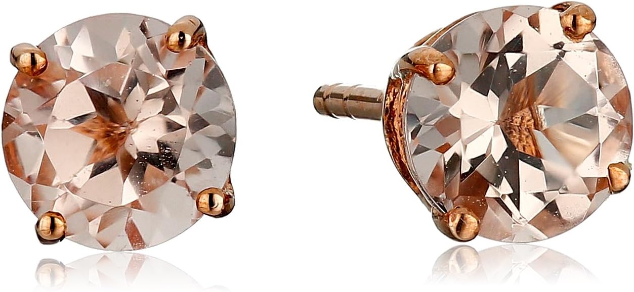 10k Rose Gold Morganite Round Stud Earrings