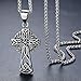 Aoiy Men's Stainless Steel Celtic Cross Filigree Irish Knot Large Pendant Necklace, 24