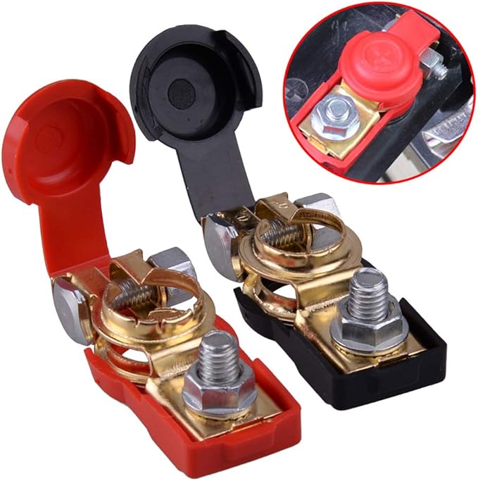 HerMia Car Battery Terminal Clamp, 1 Pair Pure Copper Positive
