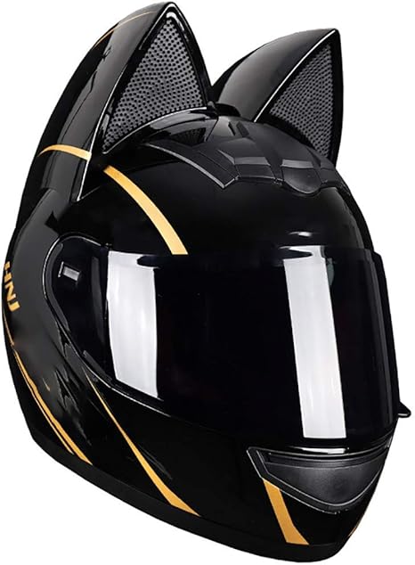 Amazon Co Jp 男性と女性のオートバイスクーターヘルメット 大人のモトクロスフルフェイスヘルメット バイクヘルメットdot Ece標準 ファッション猫耳バイク原付けストリートバイクレーシングクラッシュヘルメット ホーム キッチン
