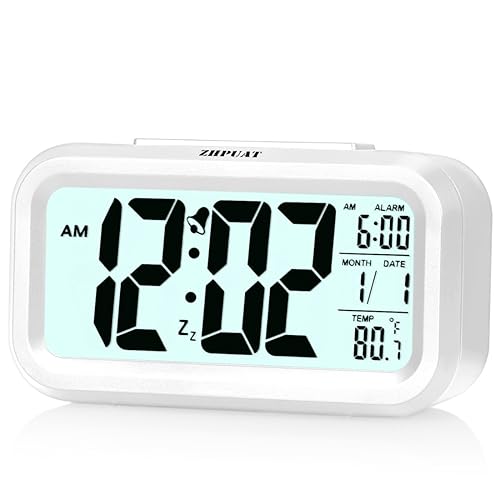 Easy to Set, Plumeet Large Digital LCD Travel Alarm Clock with Snooze