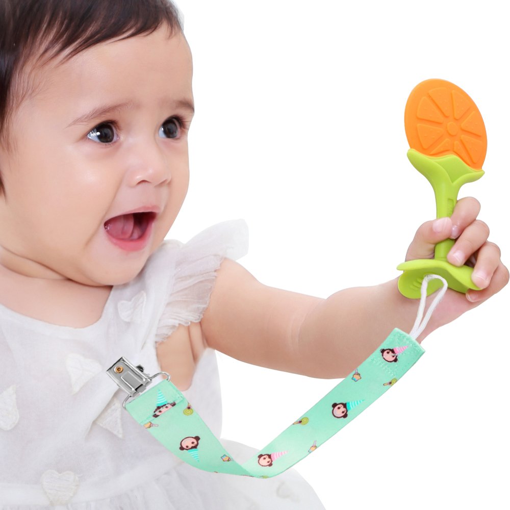 Premium Baby Pacifier Clip for girl and boy by nelipo-5 packs-Modern Design-Universal Holder Leash for Pacifiers, Teething Toy or Soothie