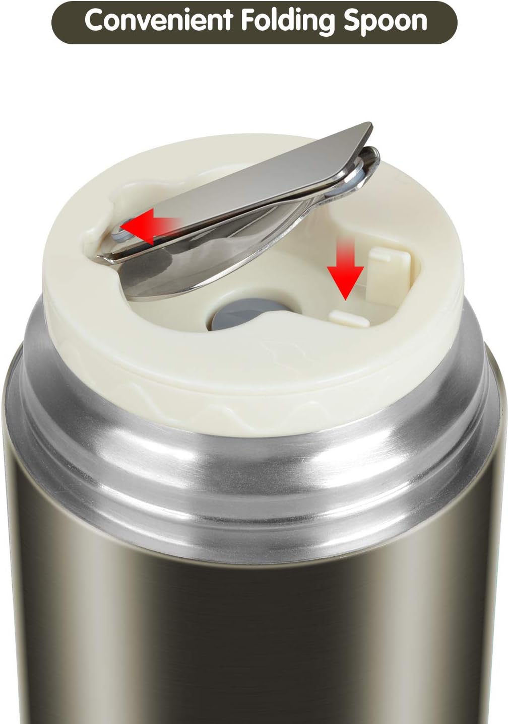 WayEee Food Flask, Stainless Steel King Food Jar with Folding Spoon-450ml (Gray), Grey, 450 ml - Image 5