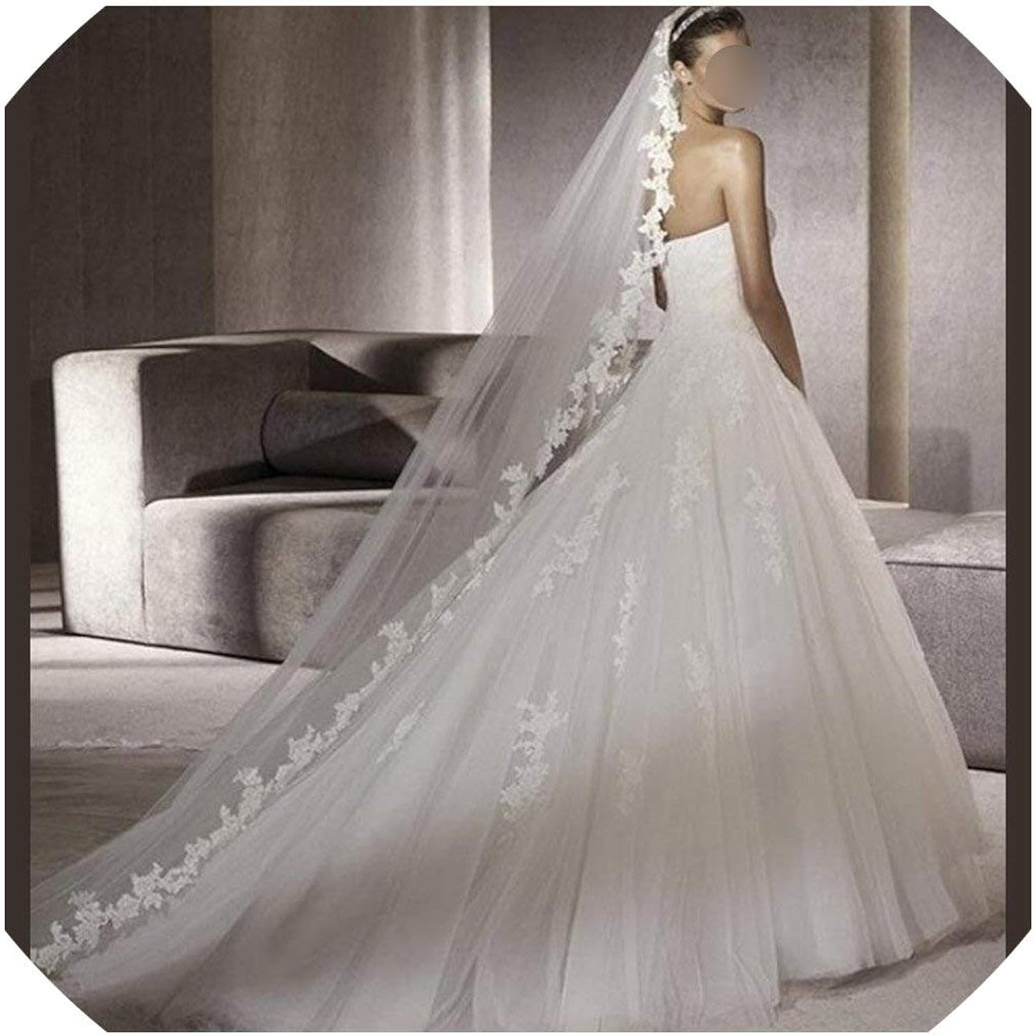 Bridal Veil, White Lace Bridal Edge Veils 300Cm Cathedral Bridal Veil