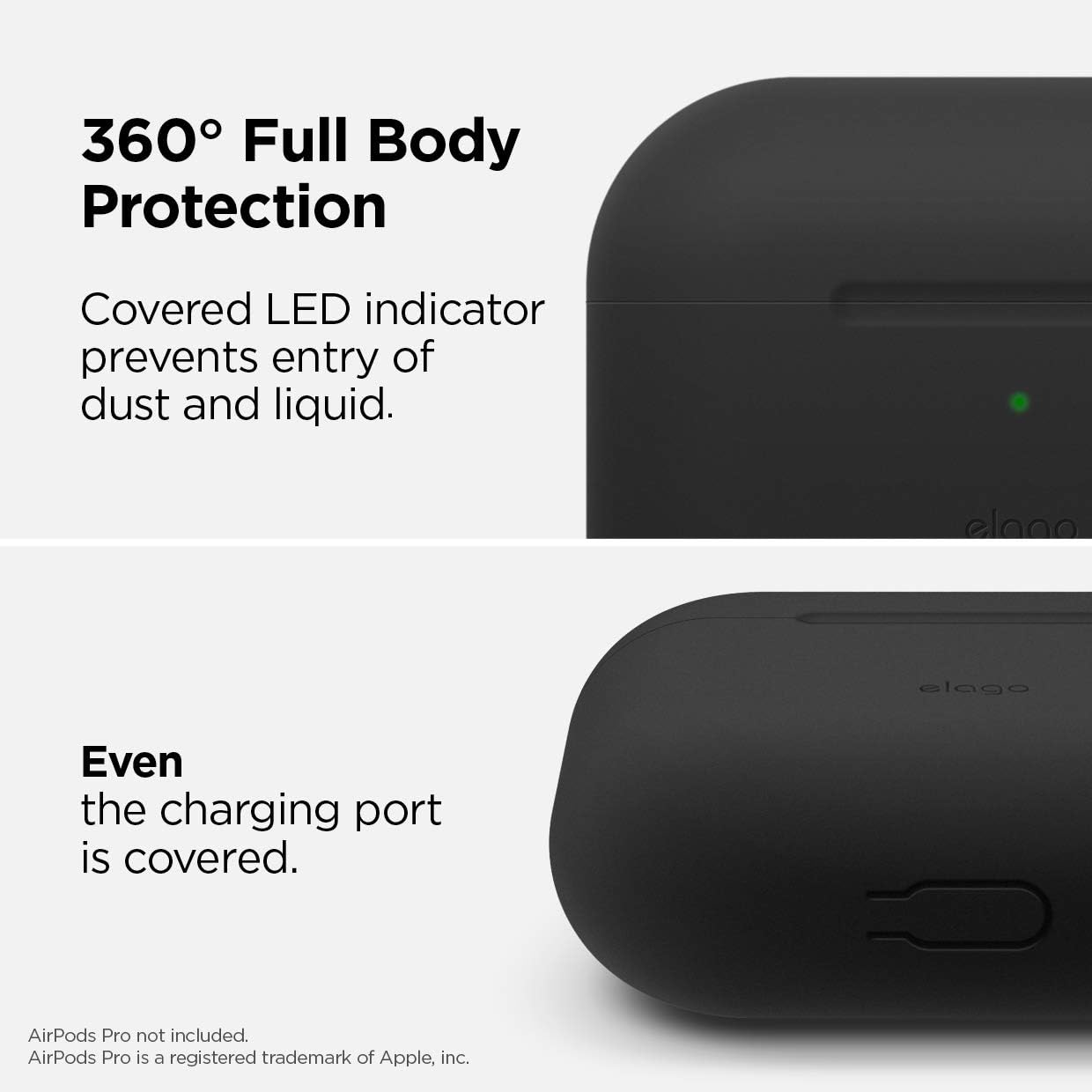 elago Silicone Case Designed for Apple AirPods Pro Case - 360° Full body Protection, LED visible, Premium Silicone Cover (Black) - Image 5