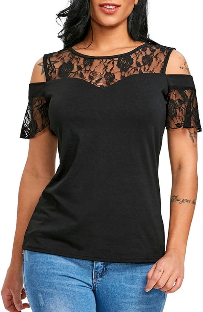 t shirt noir dentelle