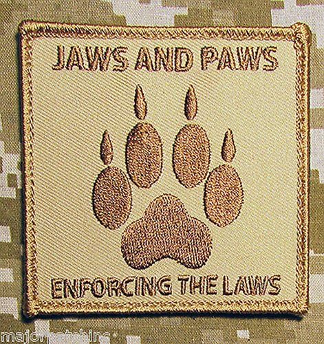 Jaws &amp; Paws Enforcing The Laws k9 Unit Swat Tactical Desert Velcro Morale Patch