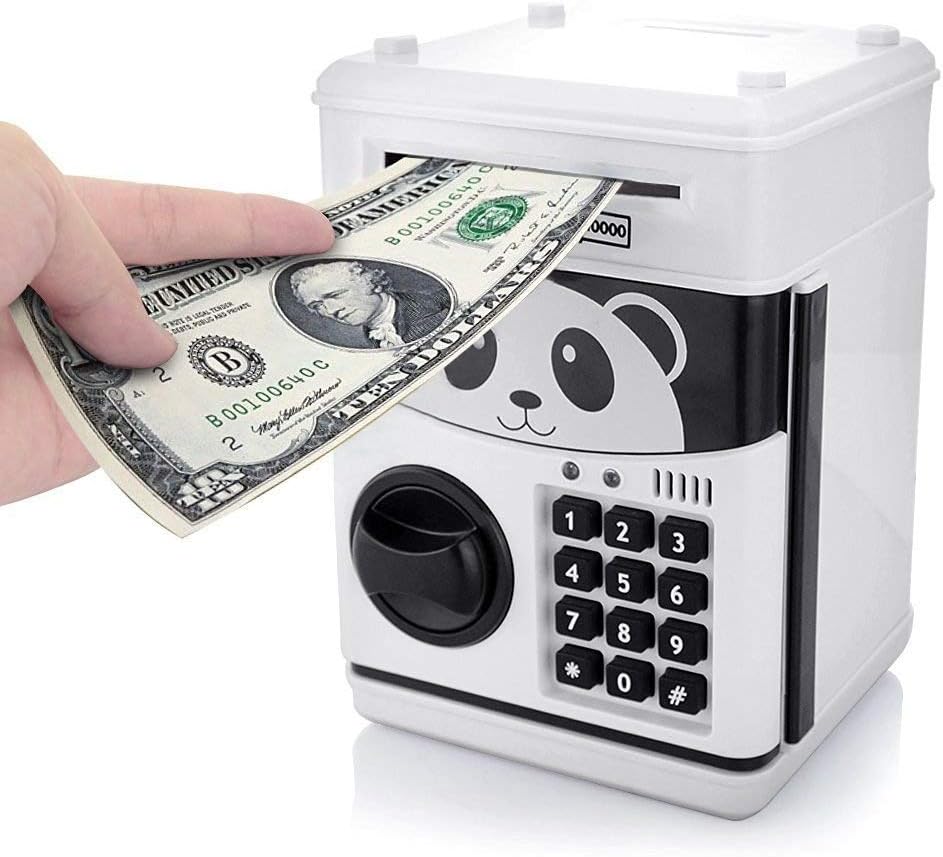 HJIAN Piggy Bank Cartoon Cash Coin Can Password ATM Money Box Children's Money Bank, Toy Banks, Automatic Bill and Coin Jar, Saving Pot (Panda)