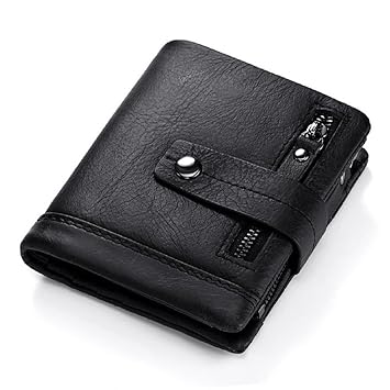 SPL KAVIs K0028 Genuine Leather Dual Zipper Short Wallet for Men -13 Card Slots (Black)