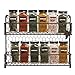 MyGift® Farmhouse Style Metal Wire Spice Rack - Wall Mount or Kitchen Countertop 2-Tier Seasoning Jar Storage Organizer, Brown