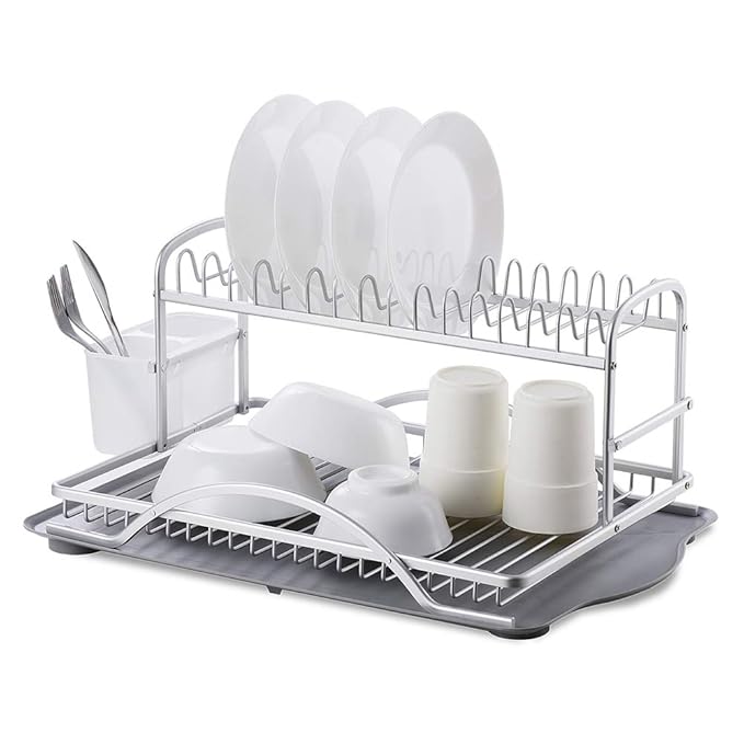 YENOREX Dish Drying RackAluminum 2 Tier Kitchen Dish Rack Dish Rack