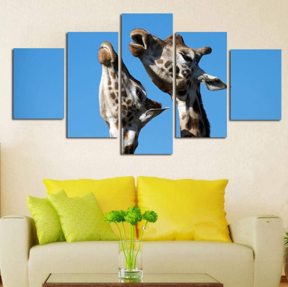 Regalo de cumpleaños Cielo Azul Dos Jirafas Pinturas en Lienzo Sala de