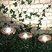 Solar Deck Lights Outdoor Pathway Decorative Waterproof Garden Light Upgraded Dual Warm White LED Brgiht 10 Lumen Decorations Uplight Sogrand Copper Step Lamp for Patio Outside Landscape Walkway 4Pack