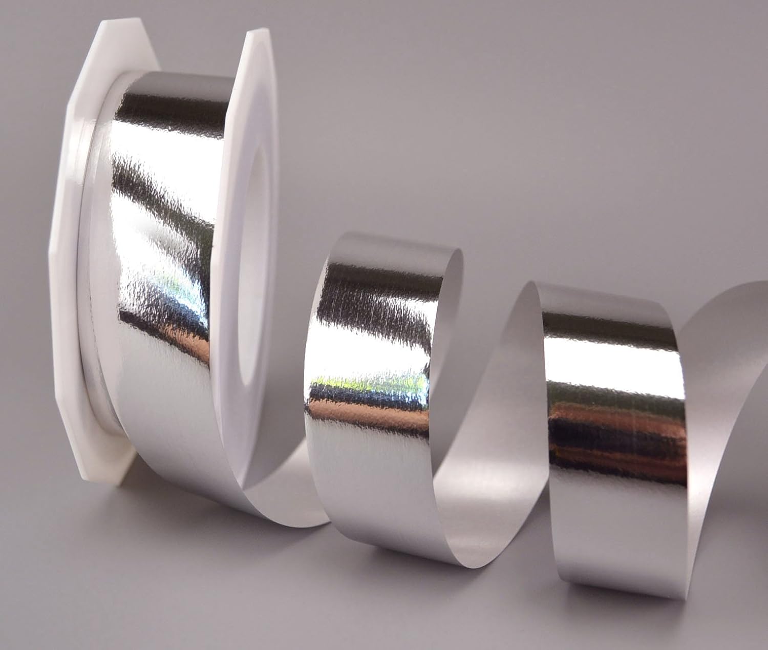 Shiny Ribbon Silver Metallic Gift Ribbon Glossy Poly Ribbon Decorative
