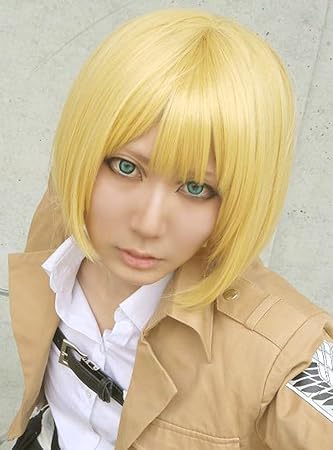 Amazon Com Anogol Hair Cap Japanese Short Yellow Cosplay Wig For