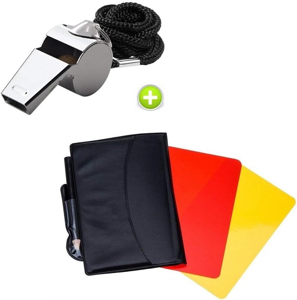 Giveet Metal Whistle with Sports Referee Red and Yellow Card Set