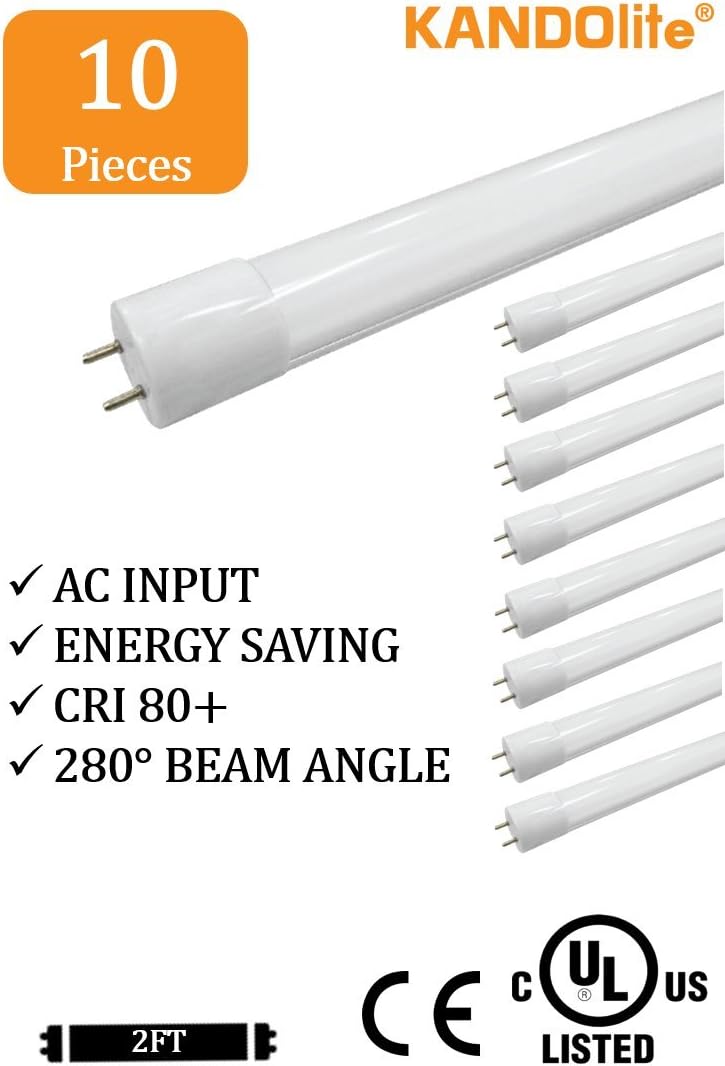 KANDOlite LED T8 Global Pro CE/UL/RoHS 10W 4000K - UL Type B - 110-277V - LED tube length 2ft - 10-Pack