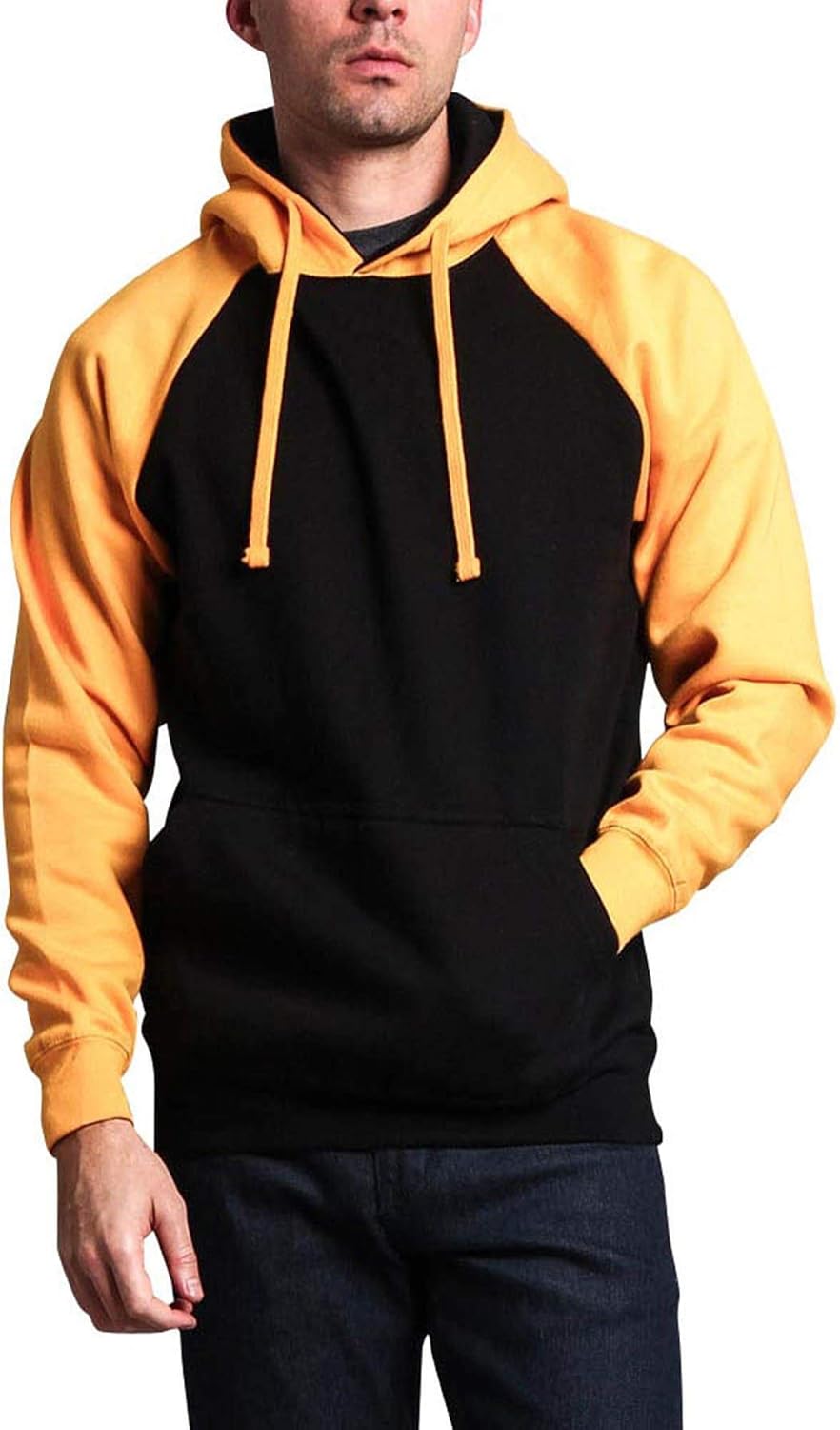 G-Style USA Premium Heavyweight Contrast Raglan Sleeve Pullover Hoodie Sweatshirt at  Men’s Clothing store