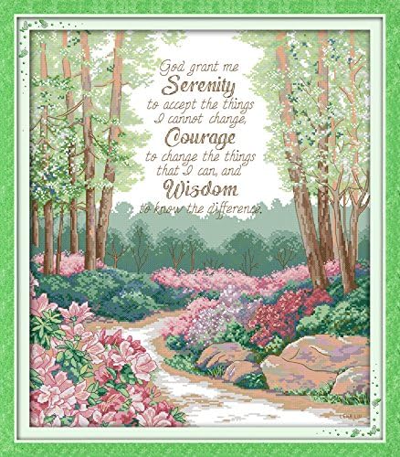 Cross Stitch Stamped Kits Pre-Printed Cross-Stitching Starter Patterns for Beginner Kids or Adults, Embroidery Needlepoint Kits A Quiet Prayer(Pattern Printed On Fabric)