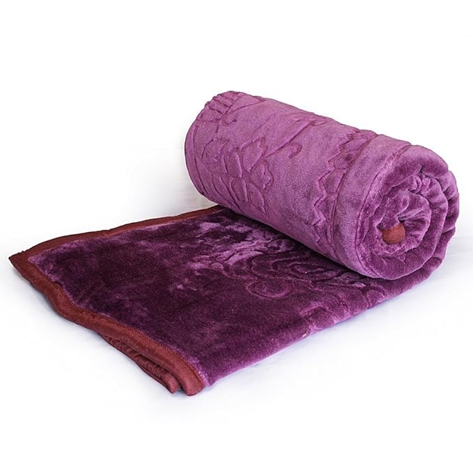 Buy Little India Embossed Designer Korean Microfibre Double Blanket