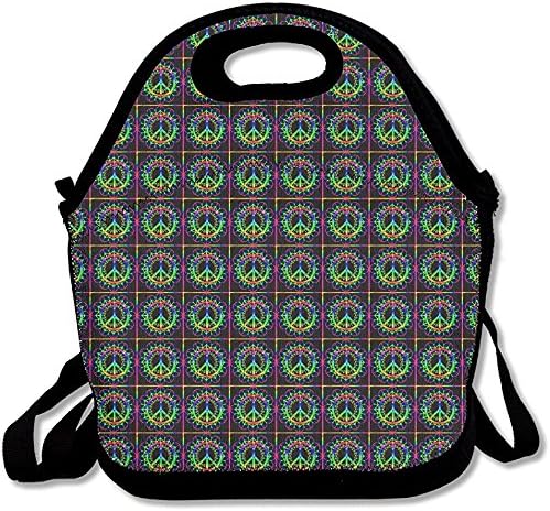 Staroklaho Peace Sign Rainbow Lunch Bag Tote Handbag Lunchbox For School Work Outdoor