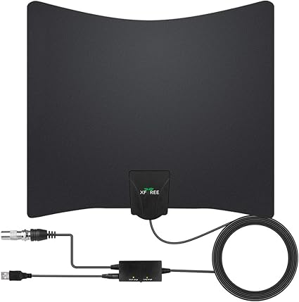 Amazon 室内アンテナ Hdtvアンテナ 100km受信範囲 信号ブースター付き Uhf Vhf対応 全種類テレビ対応 5ｍケーブル Black Xftree アンテナ