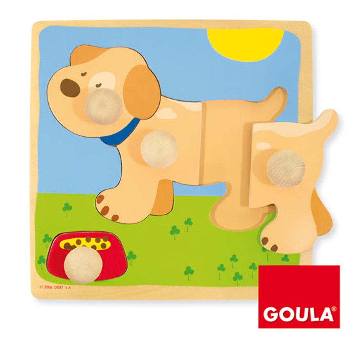 Goula Puzzle perro piezas de madera Diset
