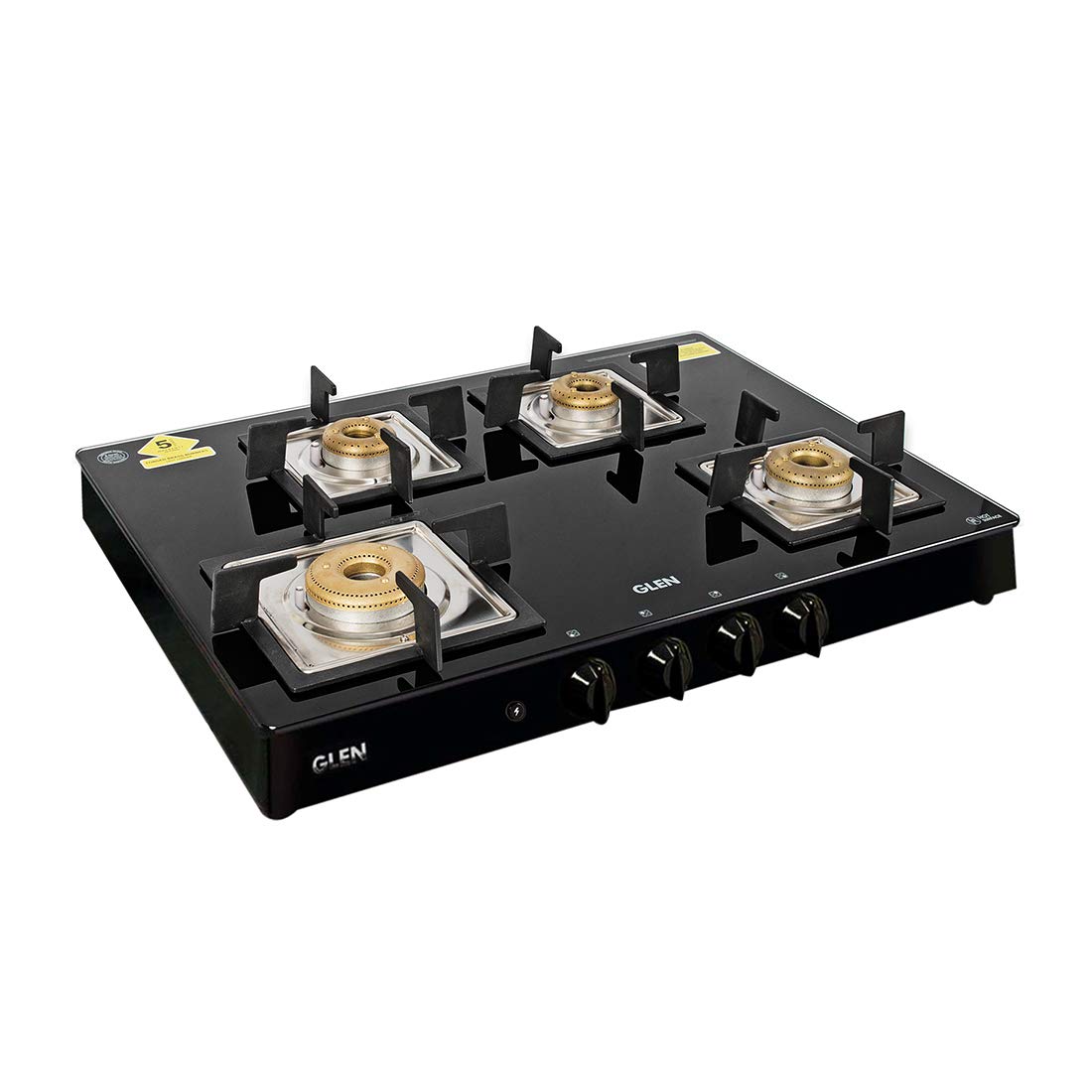 Buy Glen 4 Burner Glass Gas Stove with Brass Burners Auto