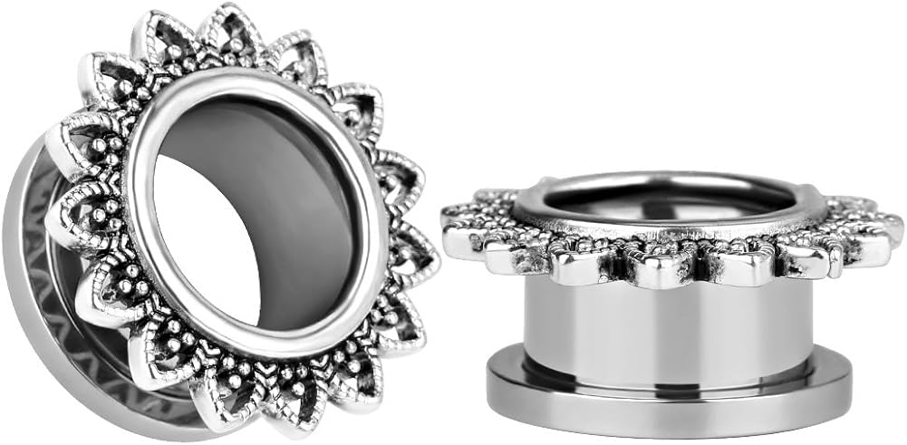 Jeweddicts 1 Pair Surgical Steel Tunnels/Stretchers With Rhinestone Screw Plugs - Ear Gauges (2mm To 30mm)