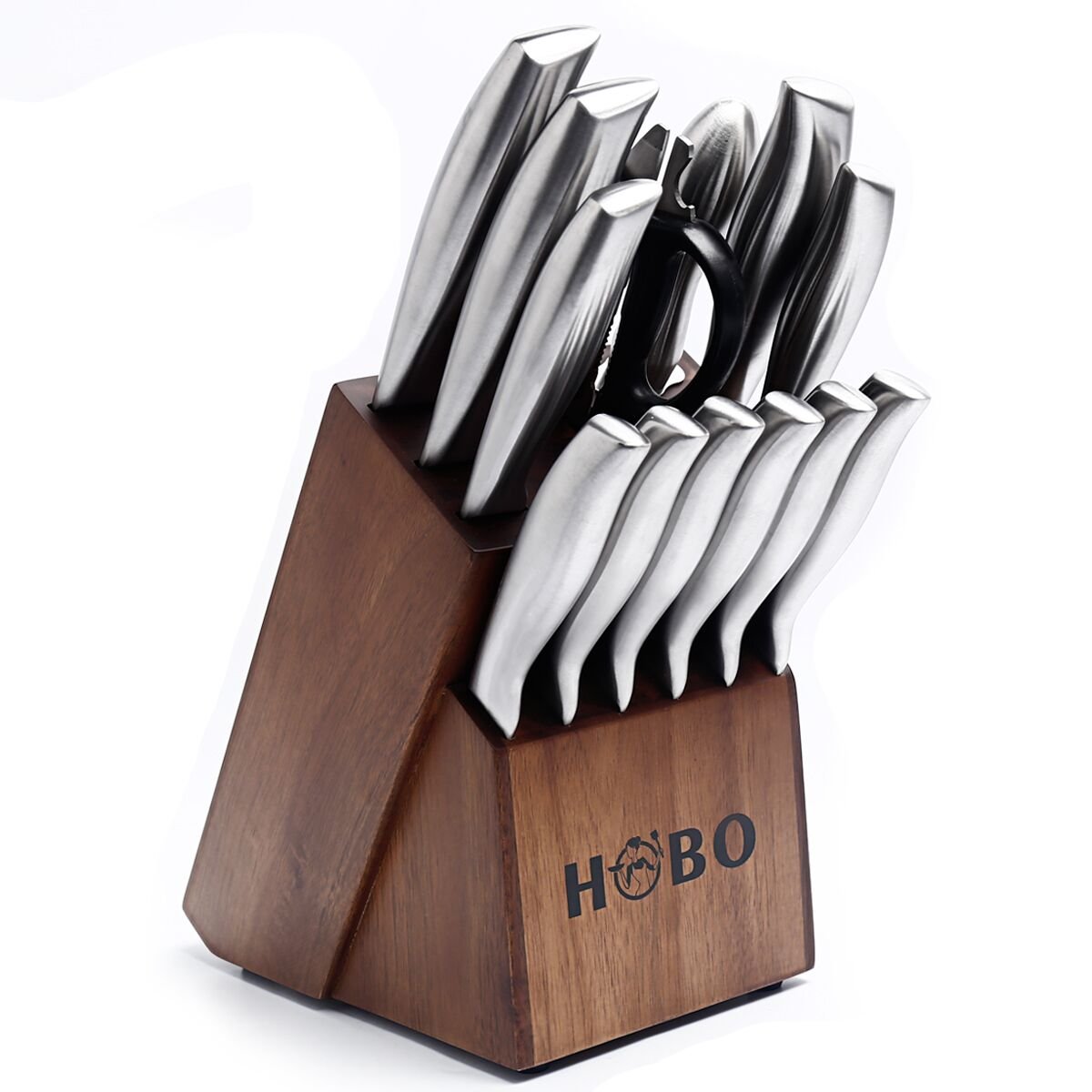 Knife Set, HOBO 14Piece Kitchen Set with Block Wooden, Self Sharpening