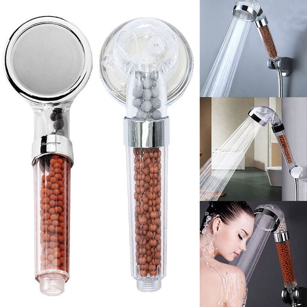 Denshine Shower Head, Ionic Filter Shower Head Detachable High Pressure Handheld Shower Head Anion Energy Ball Handheld Shower for Dry Skin and Hair Water Saving and Water Purifying