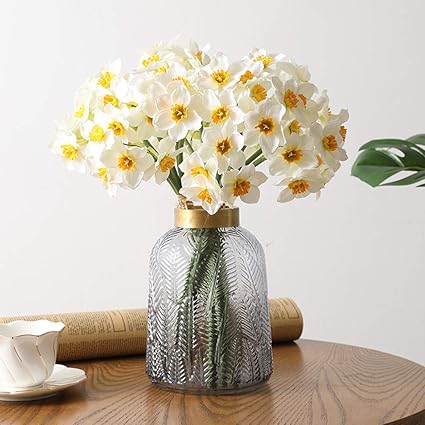 Lot De 6 Jonquilles Artificielles Pour Decoration De Maison Bureau Bouquet De Mariage Fete Amazon Fr Cuisine Maison
