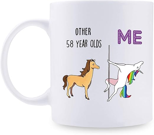 Amazon.com: Regalo de 58º cumpleaños para mujeres – 1961 regalos de cumpleaños para mujeres, 58 años de edad, regalo de cumpleaños, taza de café para mamá, esposa, amiga, hermana, ella, colega, compañeros