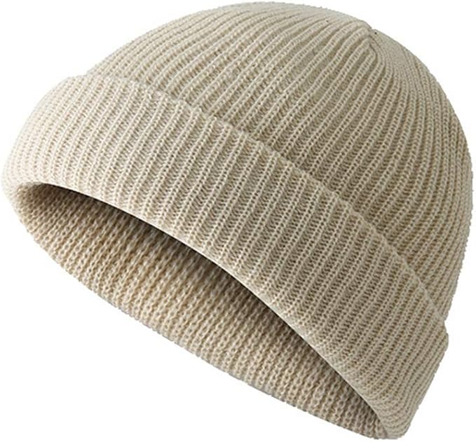 Fisherman Beanie for Men Women Unisex Plain Skull Knit Cap Unisex Roll