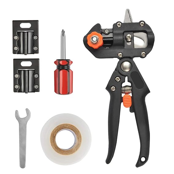 TIMESETL 2-in-1 Ratschenschere Garten Obstbaum Pfropfschere Veredelungsschere Obstbäume Pfropfen Schneidwerkzeug 3x SK5 Kling