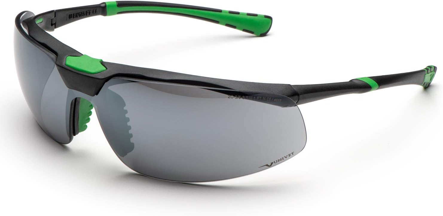 Univet 5X3.12.35.02" 5X3 Goggle with IR5 Smoky Mirrored Glass, Black/Green