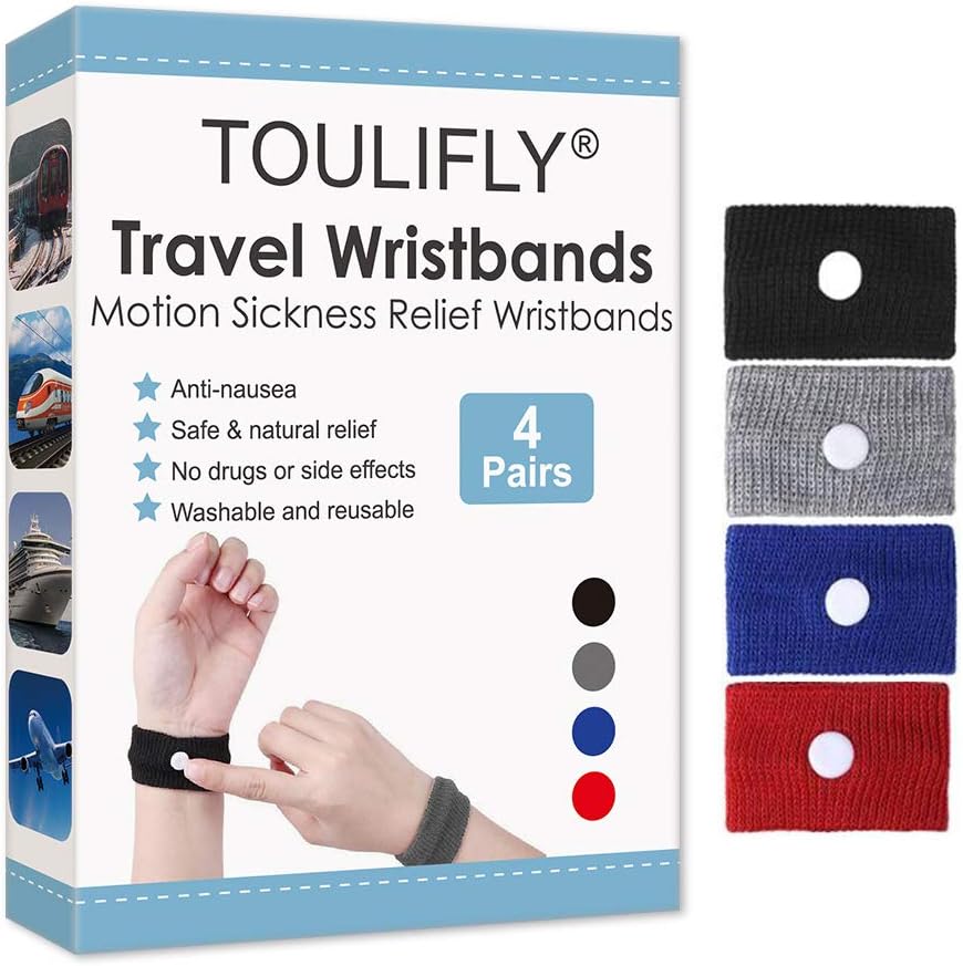 Travel Wristbands,Travel Motion Sickness Relief Wrist Band,Natural Nausea Relief, 4-Pair: Health & Personal Care