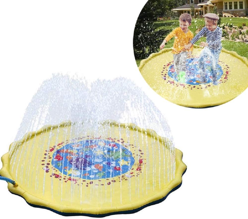 JINGOU Splash Pad, Sprinkler for Kids, Inflatable Water Table Wading Pool Water Toys for 1 2 3 4 5 Year Old Toddlers and Babies, Great Summer Sprinklers for Outside (68'')