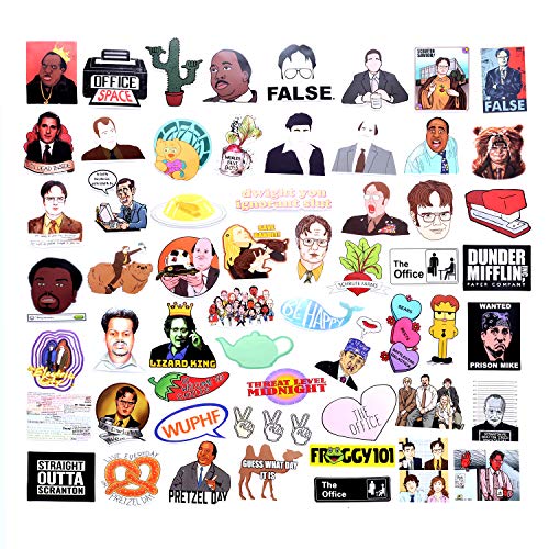 The Office Themed Stickers for Laptop, 112 Pcs Waterproof Vinyl Stickers for Hydro Flask, Luggage, Skateboard, Water Bottle, Scrapbooks, Funny Aesthetic Stickers for Teens, Adult