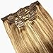Clip in Hair Extensions Human Hair Golden Brown to Blonde Highlights 14 inch Balayage Ombre Long Hair Extensions Clip on for Fine Hair Full Head 12/613 Remy Hair 70g 7 Hair Piece