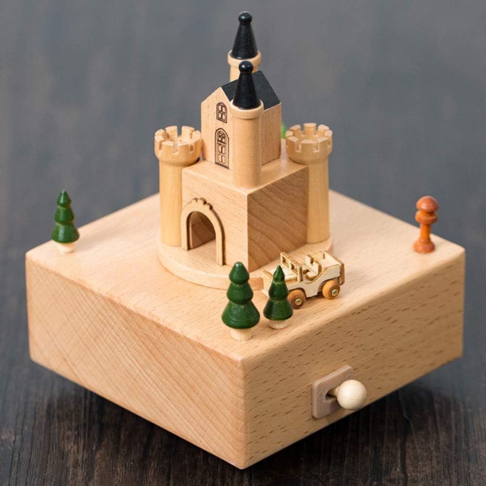 QCSMegy Room Decor Wood Color Wood Music Box Made Of Solid Wood Dolly