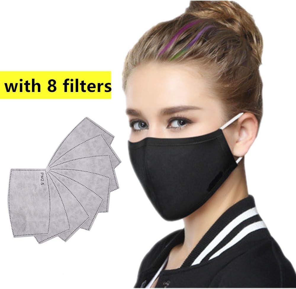 PM2.5 Anti Pollution Mask Washable Breathable face Dust Mask and 8 Insert Protective Filter