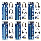 6-Pack VICTONY PCI-E 16x to 1x GPU Riser Adapter 60cm USB 3.0 Riser Flexible Extension Cable & MOLEX to SATA Power Cable,Powered Riser Adapter Card with LED Indicator