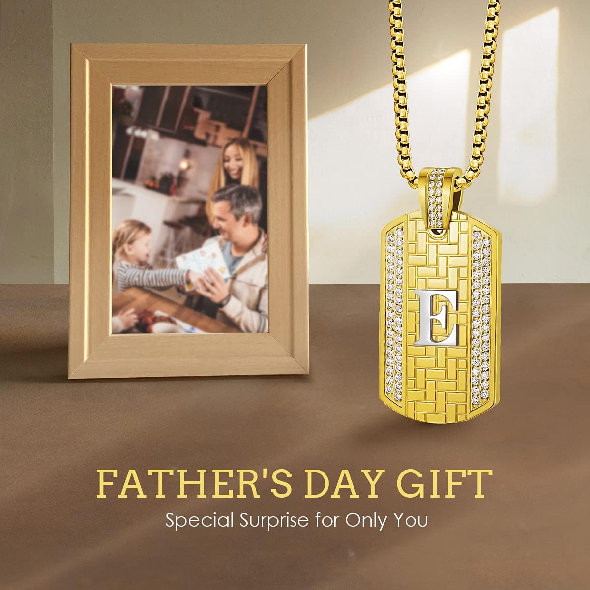 ETEVON Initial Necklace for Men Capital Letter E Pendant Gold Plated Golden Chain A-Z Personalized Hip Pop Anniversary Father's Day Birthday Graduation Jewelry Gift for Men Him Husband Boyfriend Boys: Clothing