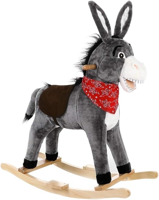 Deuba Rocking Horse Wooden Horse Unicorn Donkey Rocker Soft Plush