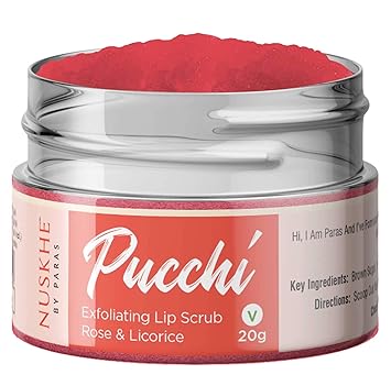 Nuskhe By Paras Pucchi Lip Scrub Balm Rose & Licorice For Lip Lightening Pink Lips, 20g