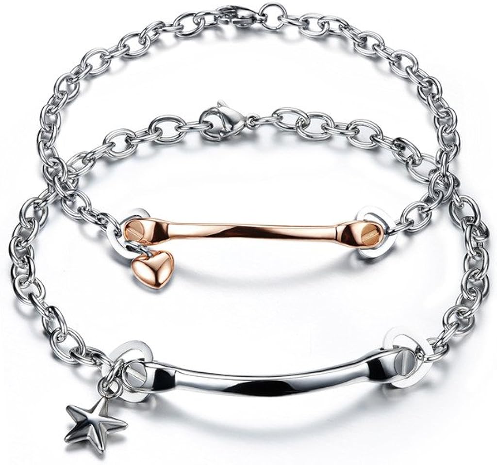 Elegant Titanium Stars love Charm Couples Bracelets Couple Amazon.co