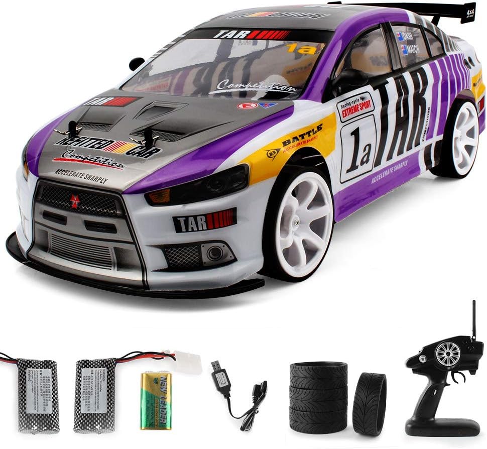 Lucoo RC Cars Stunt Car Toy, 1/10 /70km/h 2.4G High Racing Truck Remote Control Vehicle Sport Racing Model Car for Kids Adults (PURPLUE)