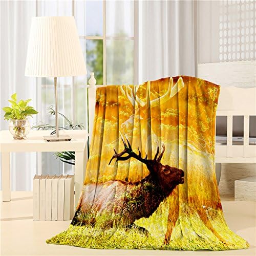 Fleece Blanket Art Illustration of Beautiful Deer Blankets for Living Room Bedroom Bathroom Dorm Decor By Lifechic