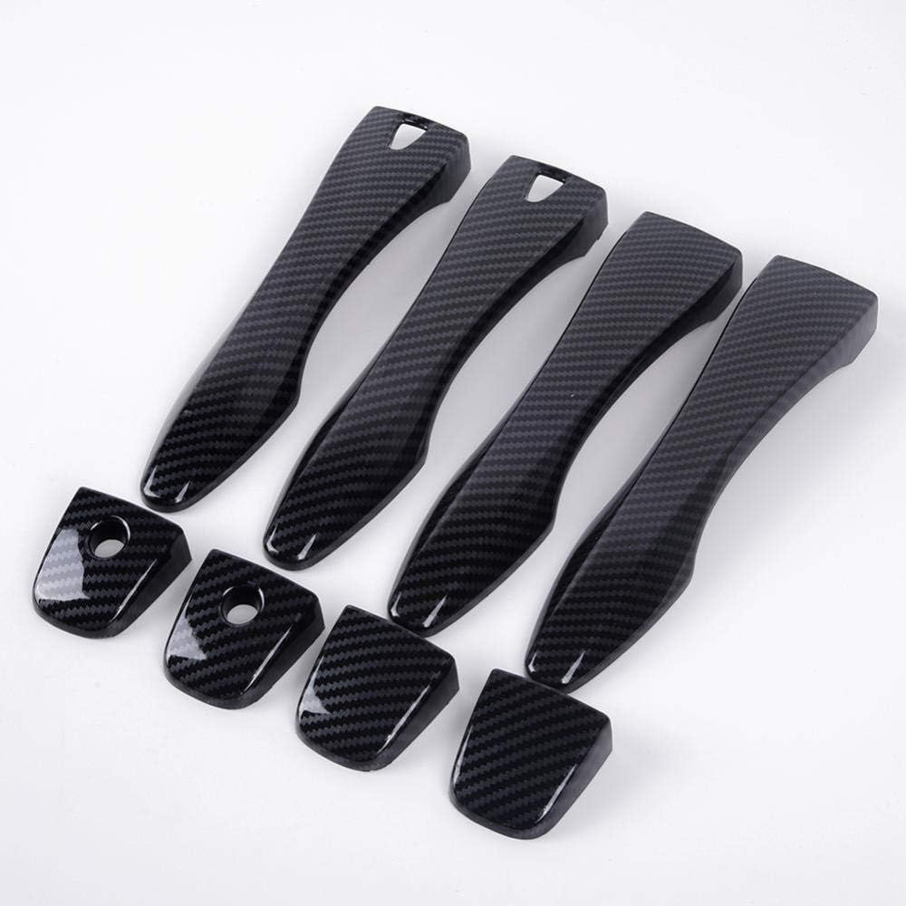 FHNLKFS For Nissan Altima 2013-2018, 8 Pieces Carbon Fiber Side Smart Chrome Door Handle Covers Trim Car styling Exterior Door Handles
